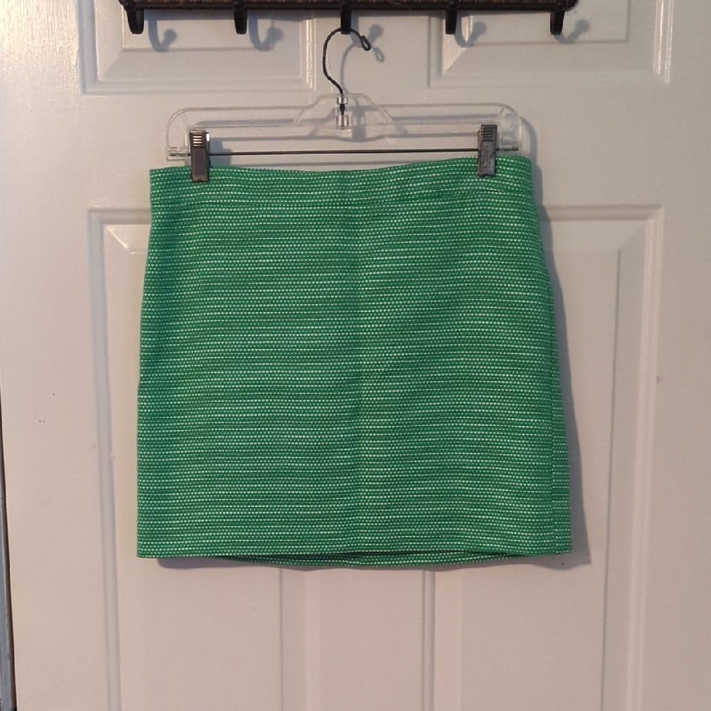 NWT J Crew Green and White Mini Skirt Size 4